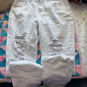 White ripped jeans
